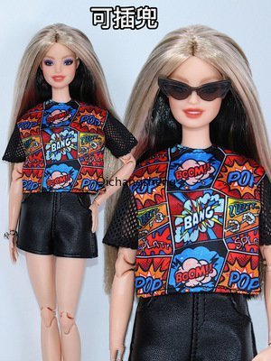 Conjunto de Roupas Barbie Doll, Roupas da Moda, Camisa, Top Curto, Saia,  Shorts, Calças, 1/6